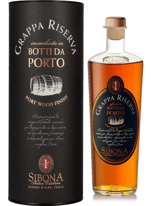 Граппа Sibona, Grappa Riserva Port Wood Finish, in tube, 1.5 л