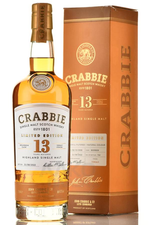 Виски Crabbie Single Malt 13 Years Old Tokaji Finish, gift box, 0.7 л